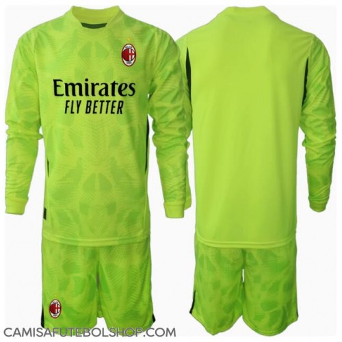 Camisa de time de futebol AC Milan Goleiro Replicas 3º Equipamento Infantil 2024-25 Manga Comprida (+ Calças curtas)